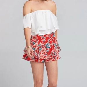 Show Me Your MuMu Red Floral Flutter Skort Medium